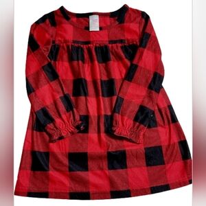 North Pole Trading Co Girls Flannel‎ Red Plaid Pajama Dress 3T